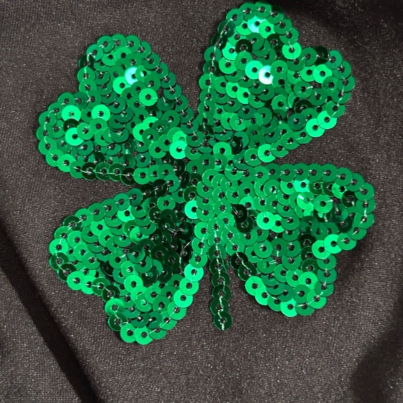 NWT St Patricks Day Shamrock Sequin Bodysuit Snap Closure Festival Tank Large - Picture 3 of 8